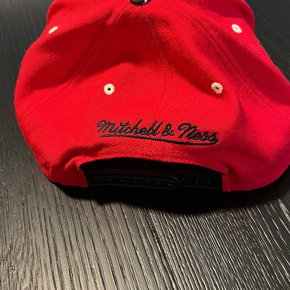 Mitchell & Ness Red and Black Bulls Hat - Picture 2 of 3